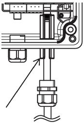 2. Slide the cable gland back onto the cable and allow access for ther F-connector tool. 3. Place F-connector tool around cable and slide up to engage F-connector nut. 4.