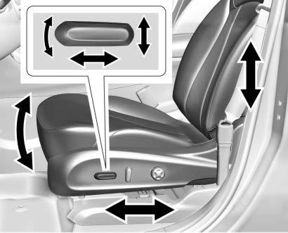 56 Seats and Restraints Front Seats Power Seat Adjustment To adjust the seatback, see Reclining Seatbacks 0 57.