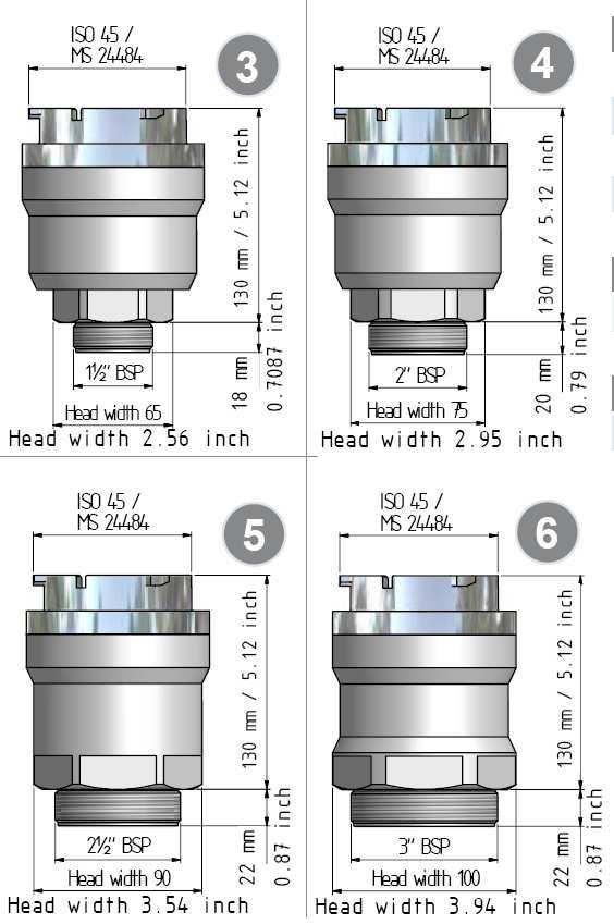 NPT 2,3 kg 2,3 kg Working pressure 10 bar / 150 psi Test pressure 15 bar / 225 psi Threads BSP = ISO 228 NPT = B1.20.