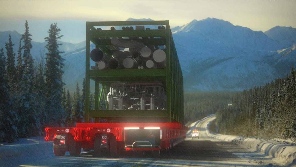 OPERATIONAL BENEFITS BUILT TO MOVE ACROSS EXTREME WEATHER CONDITIONS The transporters have been designed to operate in the Arctic, making these ideal transporters to move big loads through rough,