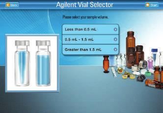 ml vials, G7129-68210 TIPS & TOOLS Agilent has made vial, cap, and septum selection easy with its new Interactive Vial Selection Tool, available