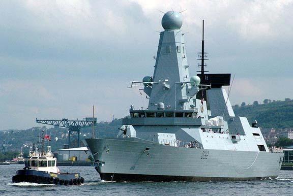 Land & Sea-Based Electronics Forecast Page 3 The Type 45 Destroyer HMS Daring Equipped with Radar during Sea Trials Background.