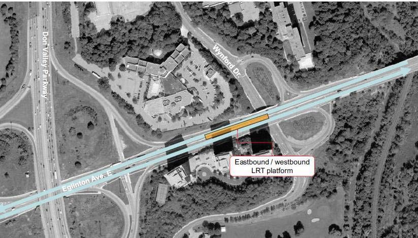 The second option (Option 2) changes the road network by creating a surface intersection with Eglinton Avenue. This creates a more traditional intersection of two roads.