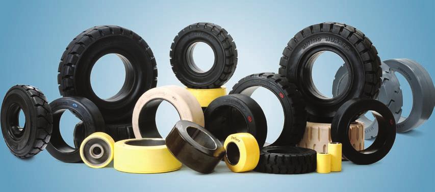 Excellence In Service for the material handling industry Rhino Rubber: Easy to Find Tough to Beat Rhino Rubber offers a wide variety of industrial tires, wheels and accessories.