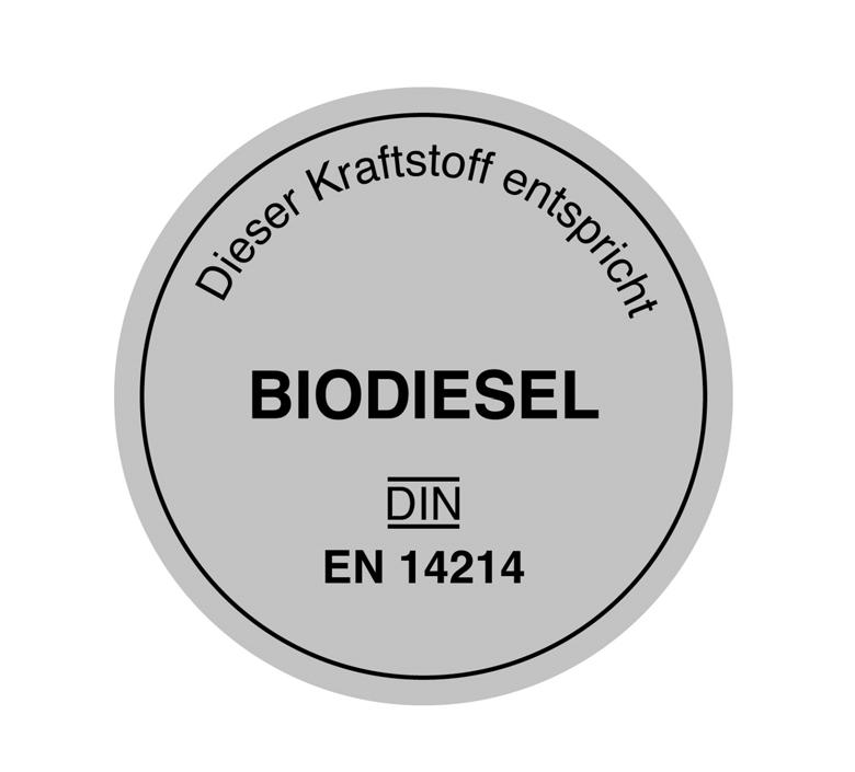 Identification of Biodiesel AGQM label for public filling stations with license agreement According to the