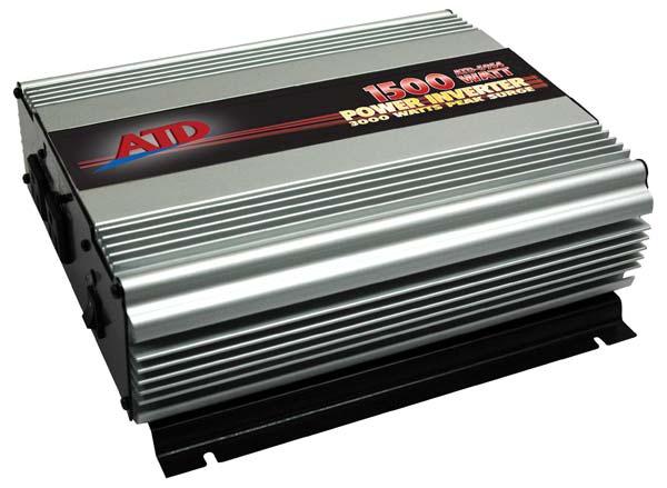 ATD 5954 1500 WATT INVERTER For use with 12V systems Input DC voltage range: DC 10V 15V Overload and short circuit protection Built in cooling fan (2) 110V AC 3 prong grounded