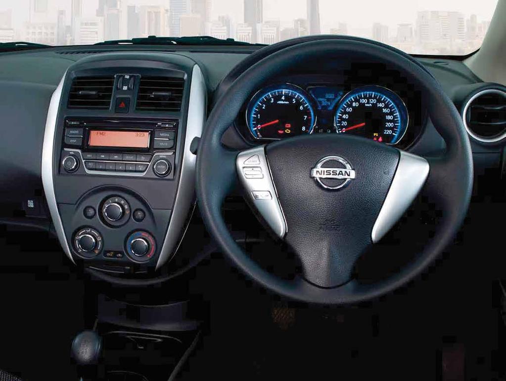 INTERIOR Step inside and the Nissan ALMERA delivers confident and modern sophistication that is practical, ergonomic, functional