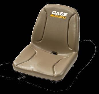 STANDARD FEATURES: Suspension, recliner, mechanical lumbar, weight adjustment, fore/aft adjustment COVER TYPE: Wheat vinyl, CASE logo SIZE: Height 22.7" (576.2 mm), Width 19.5" (495.3 mm), Depth 21.