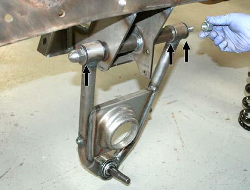 The lower a-arms are installed with the sway bar bung facing forward and ball joint threaded stud facing up.