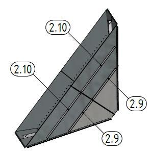 In order to reinforce the funnel, attach the overlap stiffening (Item 2.9) and the funnel surface stiffening (Item 2.