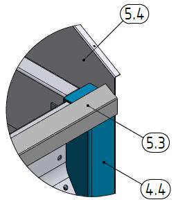 Additionally, screw the eaves angle profile (Item 5.3) to the respective corner wall supports (Item 4.4).