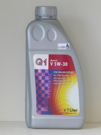 5.1. Q1 RUBIN SYNTHETIC V 5W-30 The Q1 RUBIN SYNTHETIC V 5W-30 oil is a high performance motor oil based on innovative HC-synthesis technology. It is suitable for nearly all VW vehicles (VW 504.