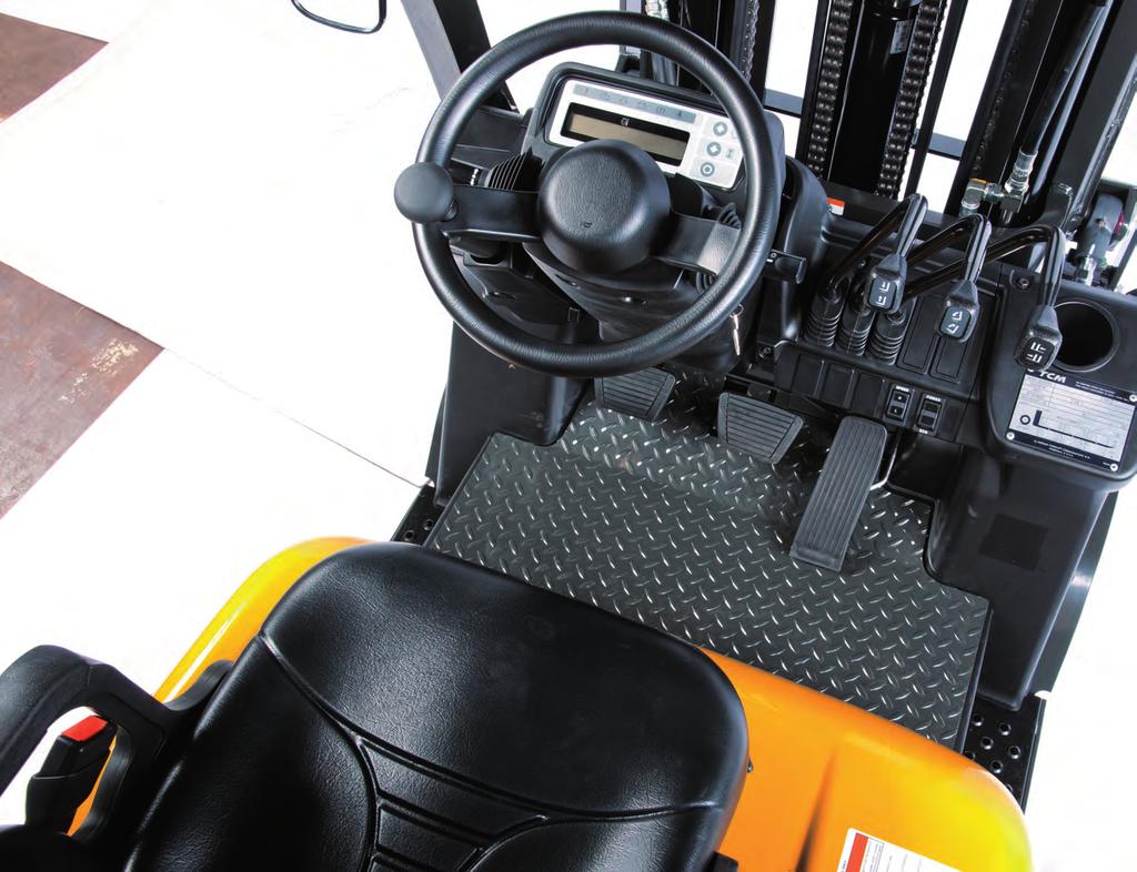 Extra large floor space designed into every capacity TCM cushion tire lift truck!