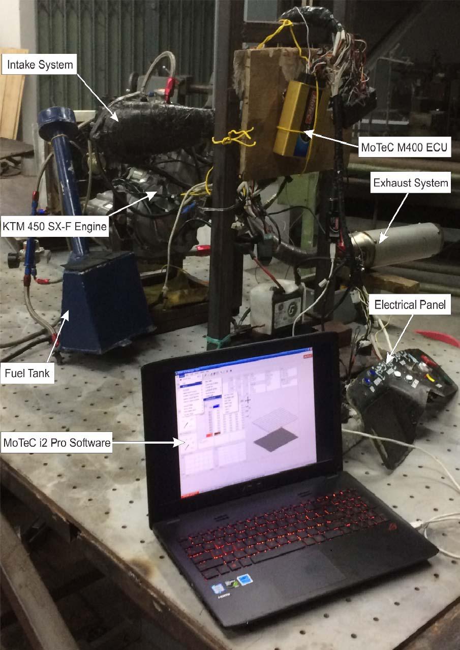 Fig. 2. Engine test bed The pressure and ambient temperature data is gathered from the measurement by the sensors found on the throttle body.