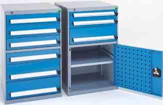 RAL 3001 Red RAL 5015 Blue RAL 1023 Yellow Colours Shown are for Guidance Only -3320K Shelf Capacity 75kg Uniformly Distributed Load -3260K WORKBENCHES & CABINETS Slide Under Pedestals Tough welded