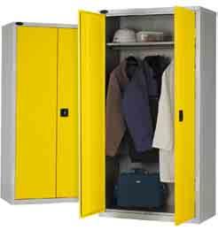 Available in silver/blue, green, red, silver, white or yellow. INDUSTRIAL CUPBOARDS Standard Cupboard Supplied with three adjustable shelves, extra shelves available on request.