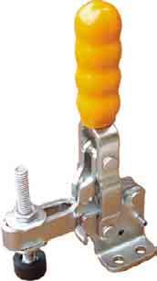 GROUP 443 TOGGLE CLAMPS Vertical Industrial Clamp Features: Comfortable, cushioned PVC orange handle grips. Specification: The main components are of zinc plated and passivated steel.