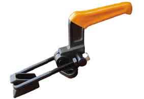 A benefit of hook clamps is that while the clamp and the pin, or latch bracket it engages, must be in alignment when viewed from the top, there is no such requirement when
