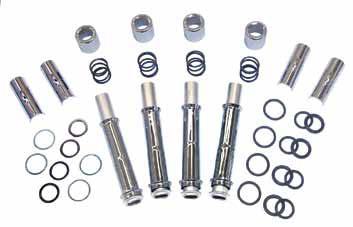 XL Evo 1986-On Sportster Upper Pushrod Cover Kits 1986-90 Each kit contains 4 chrome plated retaining clips, 4 chrome plated cups, 4 springs, 4 cork gaskets and 4 steel