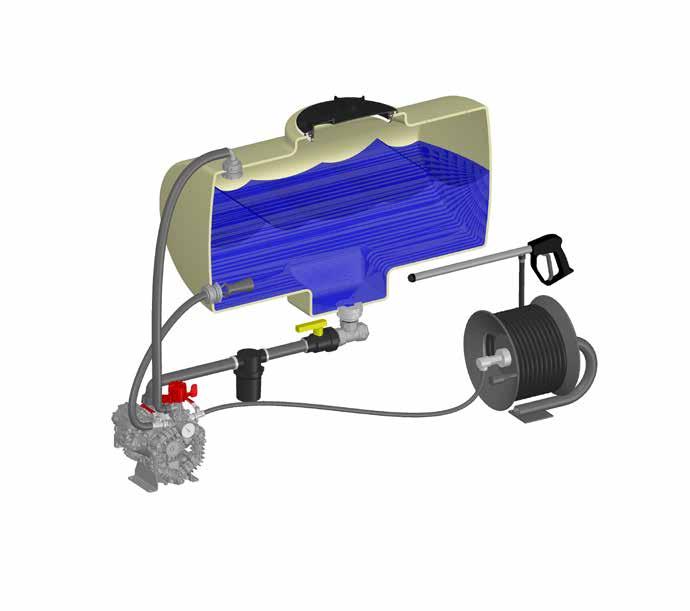 System Hook-Ups Diaphragm Pumps, High Pressure Applications ProCap Tank Lid Spray Gun Line from Relief Valve Vented to Top of Tank to Atmospheric Pressure (Bypass Port) Jet Agitator Line Strainer