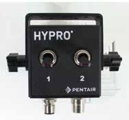 Fence Row Control Box Features & Benefits of Control Box: Control one or two Hypro ProStop-E valves with easy on-off switch Allows for retrofit of sprayers for adding fence/end row control Simple M12