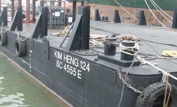 KIM HENG 124 120ft Ballastable Tank Barge 120ft x 40ft x 8ft Deck Load 10T/M2 Multi-Function Load Test Barge 4-point Lifting Eye Plate SWL 300 T Classification : Germanischer Lloyd GL Reg.