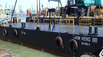 KIM HENG 88 80ft Platform Work Barge w/ 18m Spud Safety Access & Side Hand Rail Classification : Sing Class S C Reg.