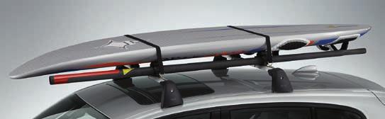 To prevent damage from raised ski bindings, raised carrier bars can be used to increase the gap between the holder and