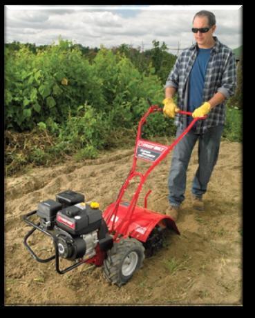 Troy-Bilt Garden Tillers Bronco CRT Garden Tiller 208cc Troy-Bilt engine Counter-rotating tines for easy use and greater control Cast-iron transmission with bronze gear drive 1