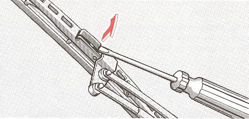 Use a screwdriver to release the lock joining the wiper arm and blade. 1.