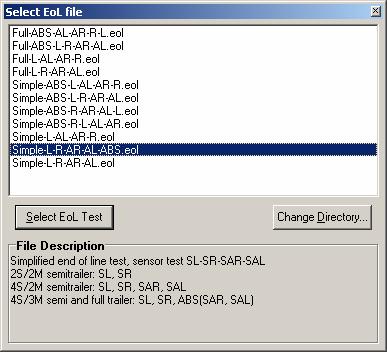 The second directory option EOL Parameters may be used to predefine the sequence of the EOL test as follows: Test Type: ECUtalk 3.