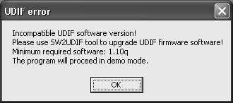 UDIF Download When starting a session of ECUtalk, the software version of the UDIF interface is checked.