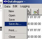 Verification that Datalogging has stopped can be seen at the bottom of the Datalogging screen: Before forwarding the datalog file it must first be saved to a folder on the PC by selecting the menu