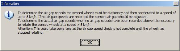 Note: The air-gap speed is the lowest wheel speed the TEBS can measure during this test.