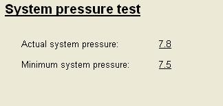 System Pressure Test Before commencing the actual EOL configuration tests, a check of the available reservoir pressure is made. In all cases this value must be at least 7.