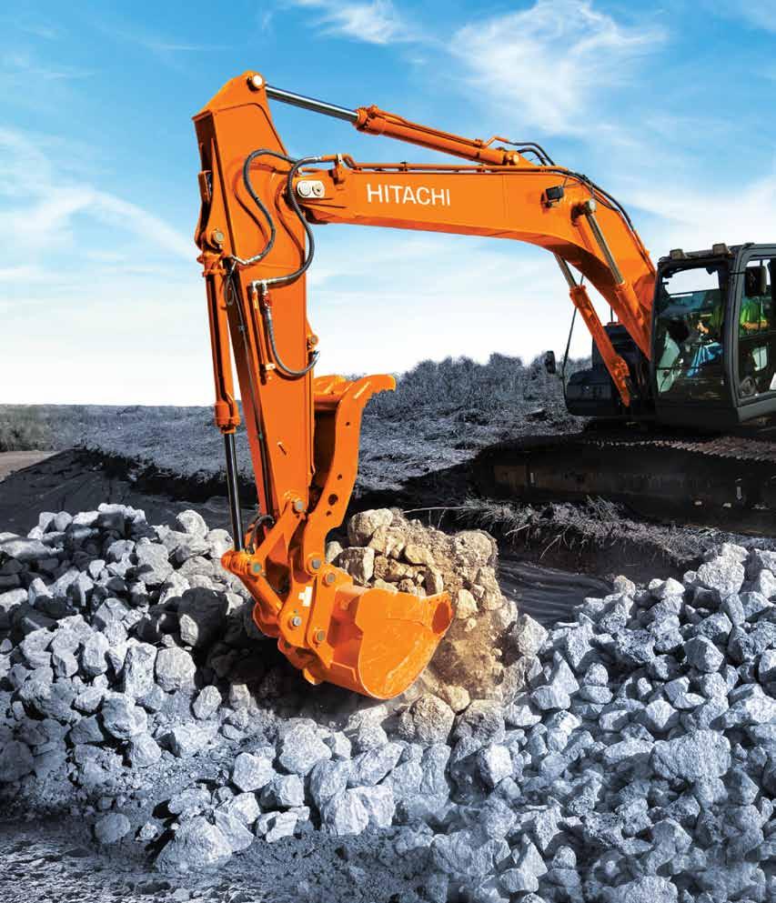ZAXIS DASH-5 UTILITY-CLASS EXCAVATORS DURABLE n Isuzu EPA IT4/EU Stage IV engines deliver fuel-efficient and reliable performance.