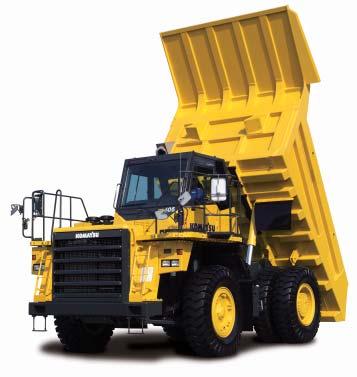 O FF-HIGHWAY T R UCK RELIABILITY FEATURES EASY MAINTENANCE Komatsu components Komatsu manufactures the engine, torque converter, transmission, hydraulic units, and electrical parts on this dump truck.