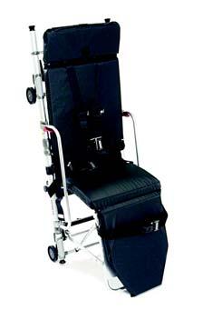 Ferno EFX-1 Lift-Off Stretcher Chair Anodized tubing to prevent oxidation on hands and clothing Shock frame contour frame Swing-down side arms Infinitely-adjustable gas-assist backrest Four wheels