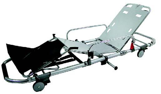 Ferno EFX-3 Lift-Off Stretcher Anodized tubing to prevent oxidation on hands and clothing Shock frame contour frame Swing-down side arms Infinitely-adjustable gas-assist backrest 0-90 Four wheels (10