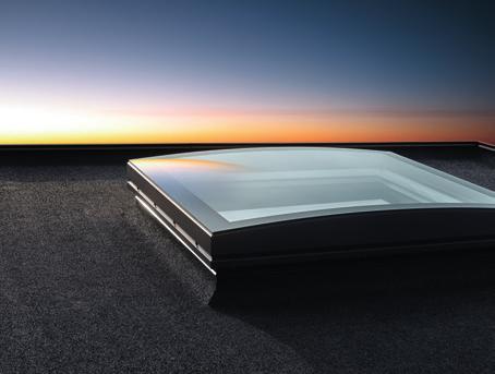 The flat roof window consists of a high insulation, PVC-construction and an integrated 2-layer low-energy pane.