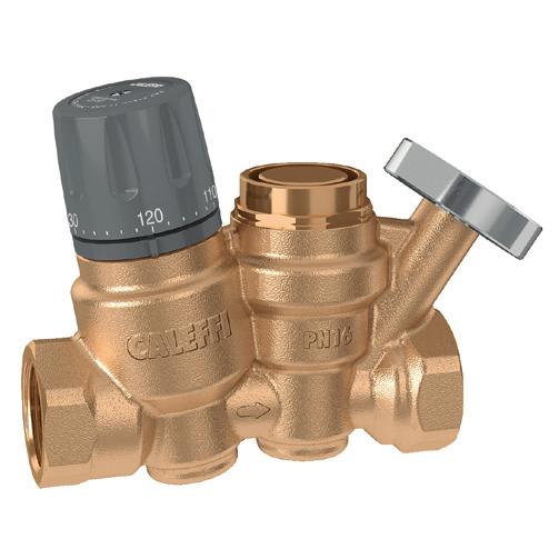 An integral dry-well holds a slide-in temperature gauge for local indication, or a sensor for remote temperature sensing. The optional check valve protects against circuit thermo-syphoning.