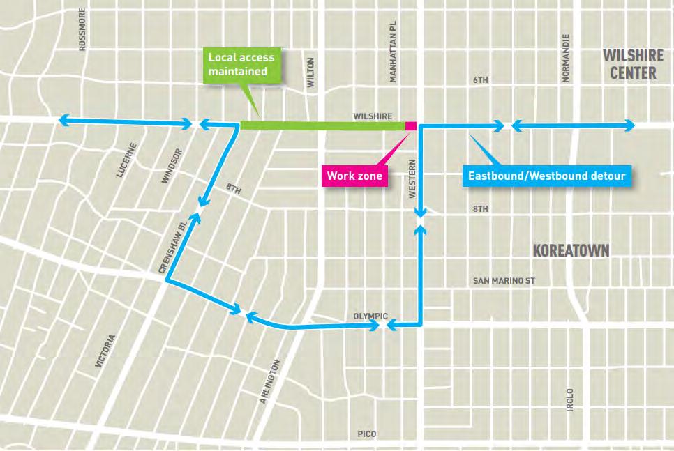 Wilshire/Western Connection Full Weekend Closure of Wilshire Bl for Western Closures: Westbound Wilshire Bl closed at Western Av Eastbound Wilshire Bl closed at Crenshaw Bl Local Access: Local