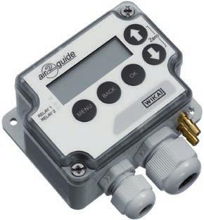 Differential pressure transmitter/switch with display, model A2G-45 Optionally available with automatic zero adjustment and second relay Freely configurable switch point for rising and falling