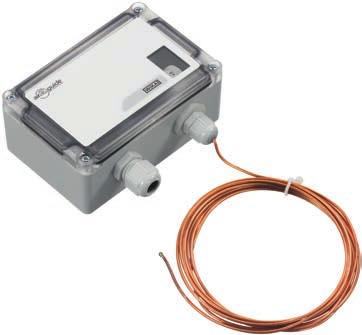 Frost protection thermostat Model A2G-65 Small switching differential Automatic resetting Available in three different capillary tube lengths Applications For air-side temperature monitoring and
