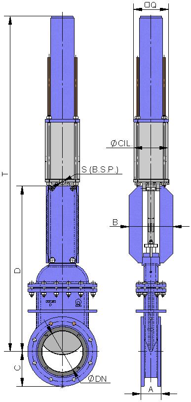SINGLE ACTING PNEUMATIC YCLINDER The air supply pressure to the pneumatic cylinder is a minimum of 6 Kg/cm² and a maximum of 10 Kg/cm², the air must be dry and lubricated.