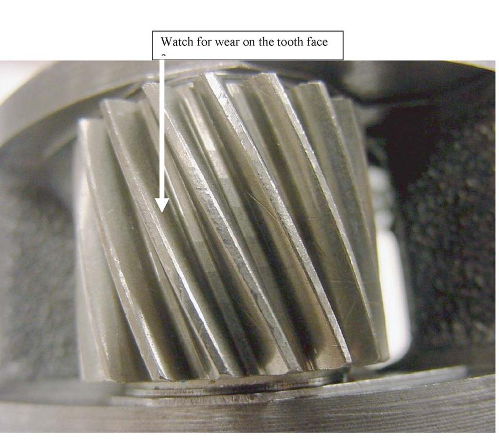 Figure 2-23 Be aware that pitting or damage on the teeth of pinion gears, internal