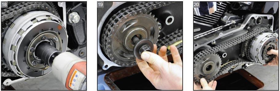 Remove the clutch hub nut (lefthand threads).