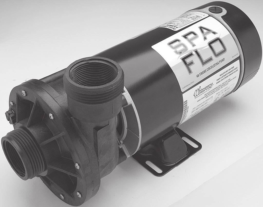 Spa Pumps / Spa Flo - 48-Frame 48-frame proven design Designed for direct replacement in most spas 1 ½" Intake and Discharge For replacement parts, see page 128. 6.85" 2.