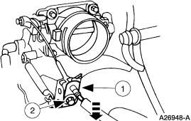 Page 13 of 13 26. Connect the accelerator cable to throttle body cam. 1. Rotate the throttle body cam forward. 2. Slide the accelerator cable into the throttle body cam. 27.