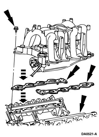 Page 9 of 13 6. Install the upper intake manifold. Position the upper intake manifold gaskets. Position the upper intake manifold. Loosely install the nine bolts.